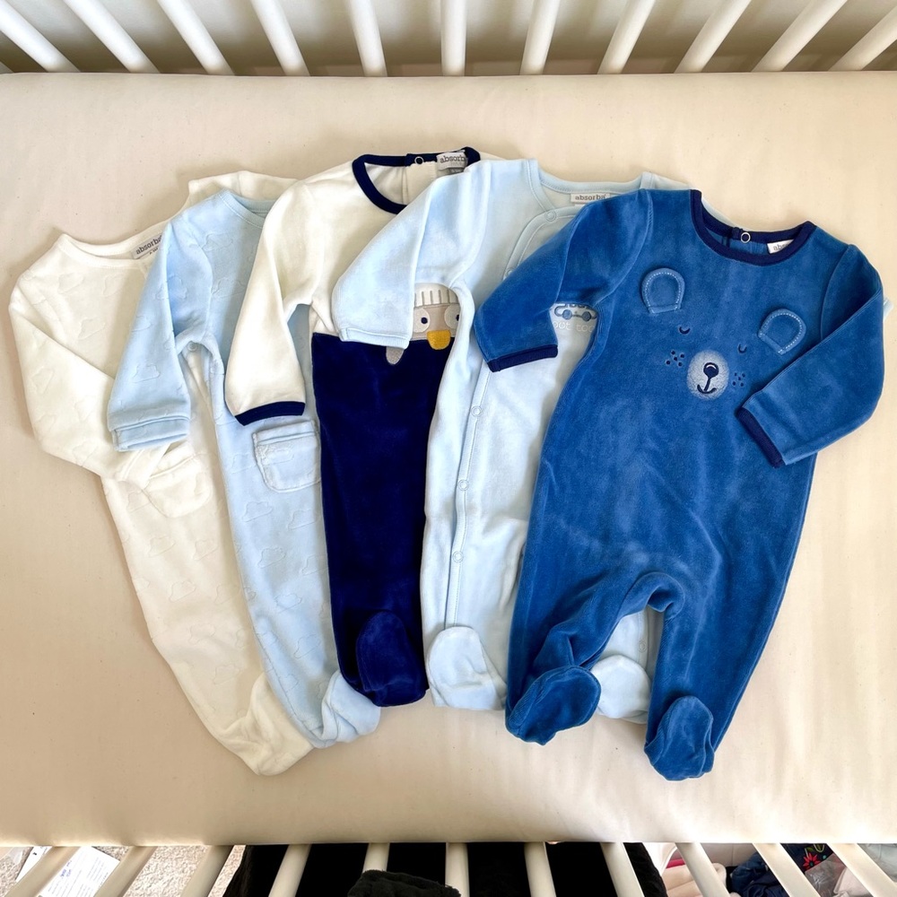 Absorba Infant Baby Velour Bodysuit with Footie, 0-3 mos, NWOT